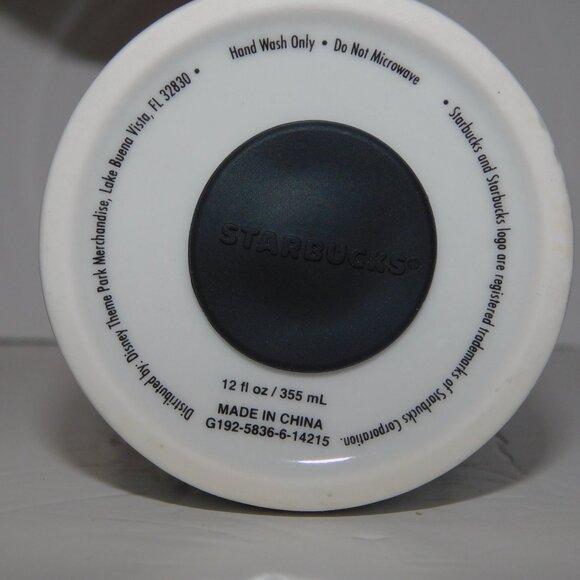 2015 Starbucks Disney Parks Ceramic Travel Tumbler Mug w lid 12oz - Picture 9 of 9